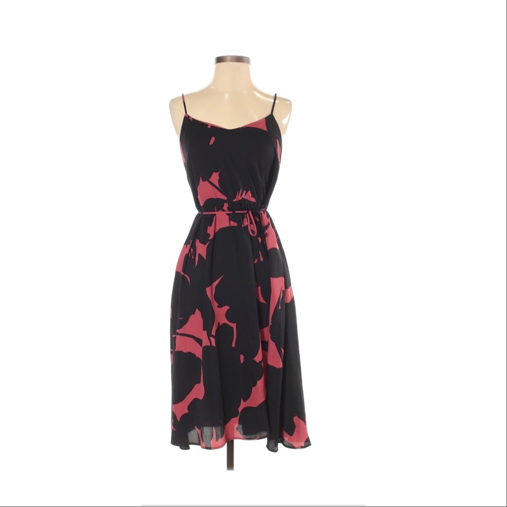 Loft pink and black boho summer dress size 10